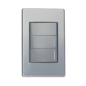 PLACA METÁLICA C/ 2 INTERRUPTORES SENCILLOS Y 1 DE ESCALERA ANODIZADO BP03/3-MA - LUCEK