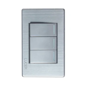 PLACA METÁLICA C/ 3 INTERRUPTORES SENCILLOS DE 1 MÓDULO PLATEADO BP03-M/P - LUCEK