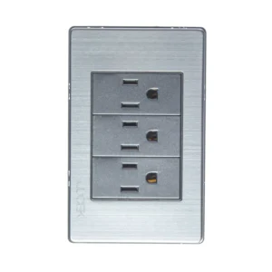 PLACA METÁLICA / 3 CONTACTOS DE 1 MÓDULO ANODIZADO BP08-M/A -LUCEK