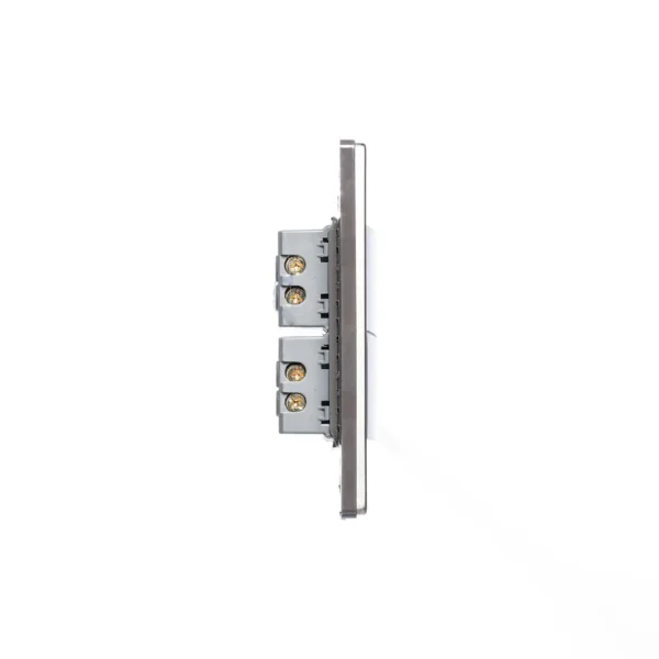 PLACA METÁLICA C/ 2 INTERRUPTORES SENCILLOS DE 1.5 MÓDULOS ANODIZADOS BP02-M/A - LUCEK - Imagen 2