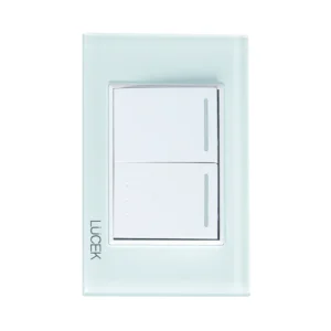 PLACA CON 1 INTERRUPTOR SENCILLO Y 1 DE ESCALERA DE 1.5  CRISTAL BLANCO BP02/3-CCB - LUCEK