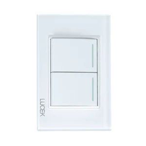 PLACA CON 2 INTERRUPTORES SENCILLOS DE 1.5 MÓDULOS CRISTAL BLANCO BP02-CBB - LUCEK