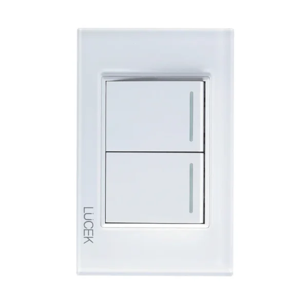 PLACA CON 2 INTERRUPTORES SENCILLOS DE 1.5 MÓDULOS COLORS BLANCO MATE BP02-KB  - LUCEK
