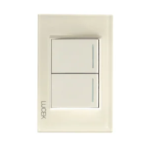 PLACA CON 2 INTERRUPTORES SENCILLOS DE 1.5 MÓDULOS COLORS HUESO MATE BP02-KH  - LUCEK