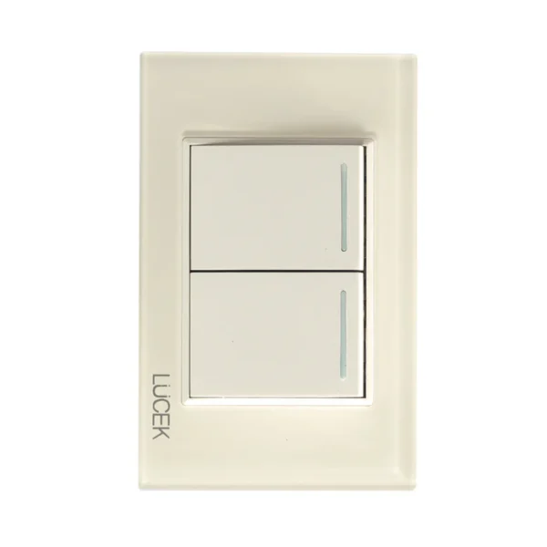 PLACA CON 2 INTERRUPTORES SENCILLOS DE 1.5 MÓDULOS COLORS HUESO MATE BP02-KH  - LUCEK