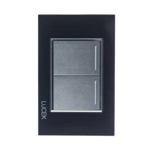 PLACA CON 2 INTERRUPTORES SENCILLOS DE 1.5 MÓDULOS COLORS NEGRO MATE BP02-KN  - LUCEK