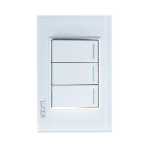 PLACA CON 2 INTERRUPTORES SENCILLOS Y 1 DE ESCALERA CRISTAL BLANCO BP03/3-CBB- LUCEK