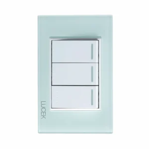 PLACA CON 2 INTERRUPTORES SENCILLOS Y 1 DE ESCALERA CRISTAL  BLANCO. BP03/3-CCB- LUCEK