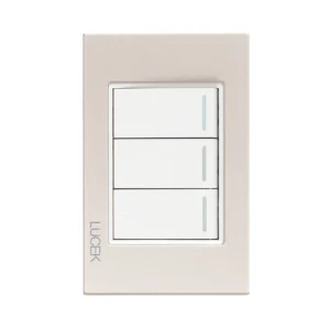 PLACA CON 2 INTERRUPTORES SENCILLOS Y 1 DE ESCALERA  CRISTAL DORADO MARFIL. BP03/3-CDM- LUCEK