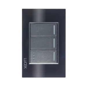 PLACA CON 2 INTERRUPTORES SENCILLOS Y 1 DE ESCALERA  CRISTAL NEGRO BP03/3-CNN - LUCEK