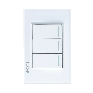 PLACA CON 2 INTERRUPTORES SENCILLOS Y 1 DE ESCALERA  COLORS BLANCO MATE BP03/3-KB -  LUCEK