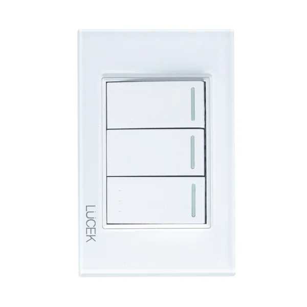 PLACA CON 2 INTERRUPTORES SENCILLOS Y 1 DE ESCALERA  COLORS BLANCO MATE BP03/3-KB -  LUCEK