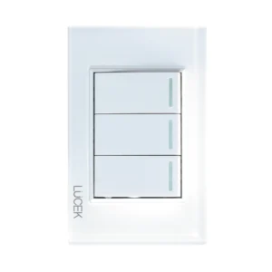 PLACA CON 3 INTERRUPTORES SENCILLOS DE 1 MÓDULO CRISTAL BLANCO BLANCO. BP03-CBB- LUCEK