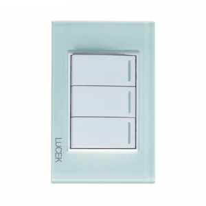 PLACA CON 3 INTERRUPTORES SENCILLOS DE 1 MÓDULO CRISTAL CRISTAL BLANCO. BP03-CCB- LUCEK