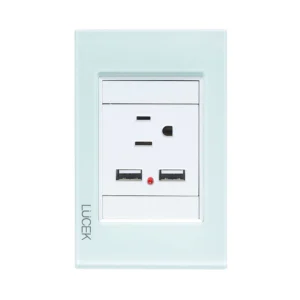 PLACA CON UN CONTACTO Y  USB CRISTAL BLANCO BP05-CCB - LUCEK