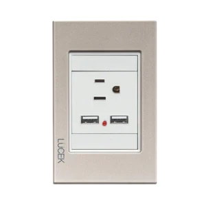 PLACA CON UN CONTACTO Y  USB CRISTAL DORADO MARFIL BP05-CDM- LUCEK