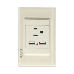 PLACA CON 1 CONTACTO Y 2 ENTRADAS DE USB COLORS BLANCO MATE BP05-KB -  LUCEK