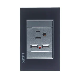 PLACA CON 1 CONTACTO Y 2 ENTRADAS DE USB COLORS NEGRO MATE BP05-KN- LUCEK