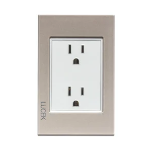 PLACA CON CONTACTO DUPLEX CRISTAL DORADO MARFIL. BP06-CDM- LUCEK