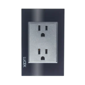 PLACA CON CONTACTO DUPLEX CRISTAL NEGRO. BP06-CNN - LUCEK