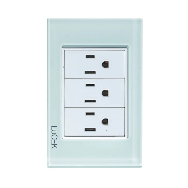 PLACA CON 3 CONTACTOS DE 1 MÓDULO CRISTAL AZUL CRISTALINO BP06-CNN- LUCEK