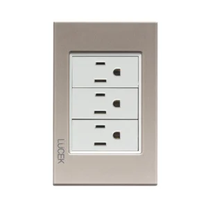PLACA CON 3 CONTACTOS DE 1 MÓDULO CRISTAL DORADO MARFIL  BP08-CDM . - LUCEK