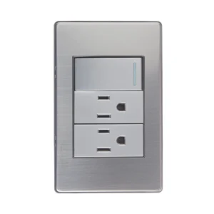 PLACA METÁLICA CON 1 INTERRUPTOR SENCILLO Y 2 CONTACTOS PLATEADO BP20-M/P - LUCEK