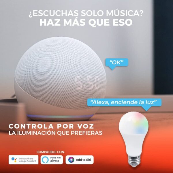FOCO  LED INTELIGENTE A19 WIFI 8 W, LUZ RGB + BLANCA - Imagen 2