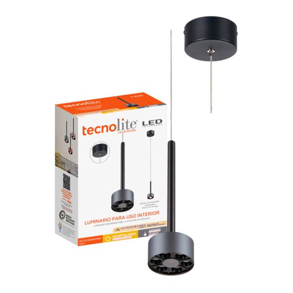 Lámpara Colgante LED de Metal  9W 09CTLLED8301MV30NG- TECNO LITE - Imagen 2