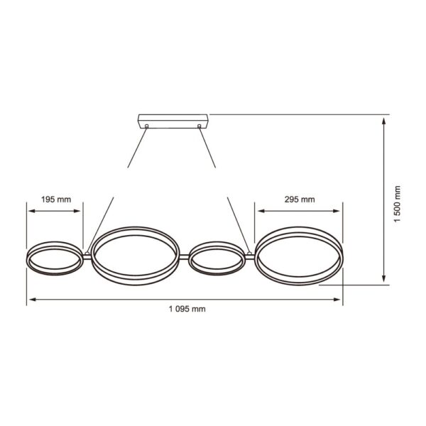 Lámpara colgante LED 4 anillos 33W 33CTLLED168MV30B- TECNOLITE - Imagen 3