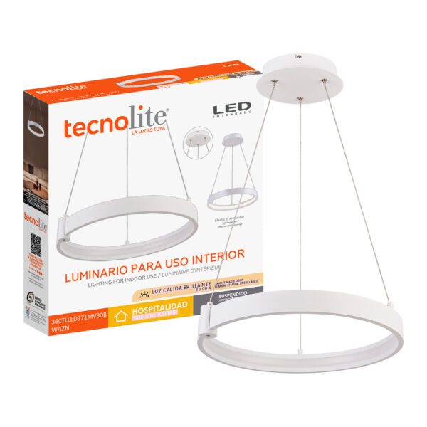 LAMPARA LED CIRCULAR DE METAL 36W 36CTLLED171MV30B- TECNOLITE - Imagen 2