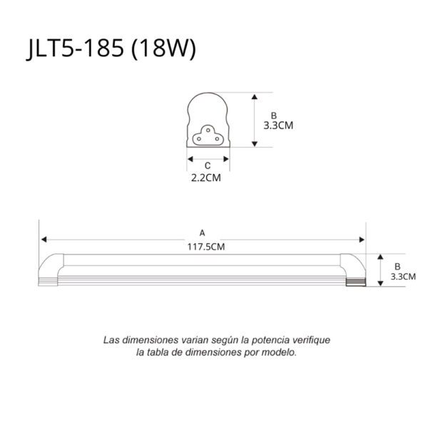 TUBO LED T5 CON BASE INTEGRADA 18W - JWJ - Imagen 2